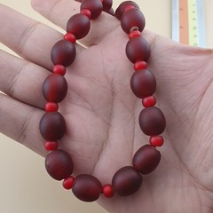 Venetian Red WhiteHeart Trade Glass Beads Necklace 12.6mm x 11.4mm & 6-7mm