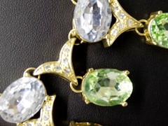 Arnold SCAASI Green & Clear Crystal Necklace Bling Statement Runway Cocktail