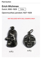 2 Antique 1920s Dutch Abstract Silver Pendant by: Erich Wichman (1890 – 1929)