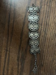 Vintage Moroccan Panel Bracelet 1950s French Colonial Algeria Silver Tone