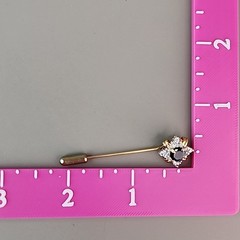 Vintage Sapphire Stick Pin Clear Cubic Zirconia Gold Plated