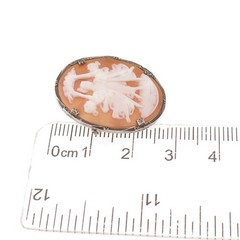 800 Silver Antique Art Deco Real MOP Carved Muses Cameo Pin Brooch / Pendant