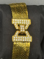 Nolan Miller Gold Tone Multi Strand Bracelet – Pavé Clasp – 7.25” – Signed