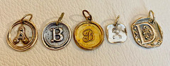 Vintage Waxing Poetic Sterling Silver Charms Initial Seal Insignia Letters