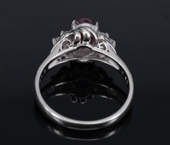 Vintage 0.68ct Intense Red Ruby & 0.08ct Diamond Platinum Handmade Ring Size 5