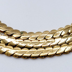 Serpentine Style Shiny Gold Tone Chain Necklace Womens Mens Vintage 24 inch