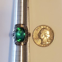 Vtg Sterling Silver & Caribbean Blue Green Quartz Ring Ornate Artisan Boho Sz 9