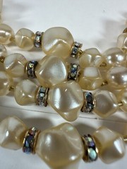 Vintage Necklace Multistrand Simulated Pearl Collar Rondelle Statement 16-18 in