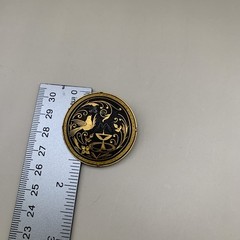 Vintage Spanish Damascene Brooch Bird And Fountain Design