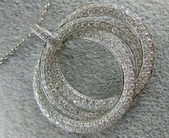 ESTATE LARGE 2.46CT DIAMOND 18KT WHITE GOLD 3D INTERTWINING MULTI CIRCLE PENDANT