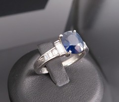 1.89ct GIA Burma No Heat Blue Sapphire & 0.54ct Diamond Platinum Ring Size 7.5