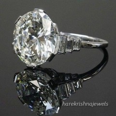 4CT Lab-Created Round Cut Diamond Huge Vintage Engagement Ring 14K White Gold FN