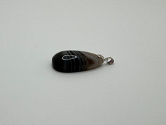 PURPLE ONYX AGATE TEARDROP PENDANT VINTAGE MARKED 925