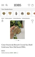 Vintage CINER Jewel Encrusted Gold Shell Pin – Signed & Excellent!