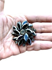 MCM Juliana D&E/ DeLizza Elster Black Crystal Pinwheel Brooch, 1-7/8″W