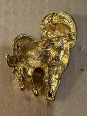 Gold Tone Zebra Brooch Black Enamel Striped Safari Pin