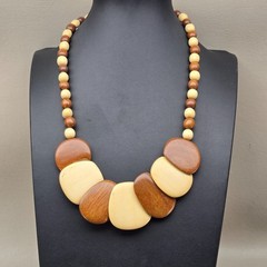Vintage Beaded Necklace Lot Statement Wood Acrylic Glass Earthy Boho 5 Pieces