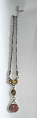 Earth-tone Lia Sophia Yellow Pink Brown Pendant Necklace