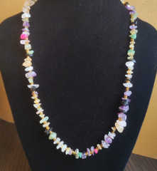 Necklace Jade Rose Quartz Amethyst Rock Crystal Black Agate Handmade Vintage
