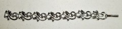 Vintage Silvertone Blue Leaf / Blue Ivy Link Bracelet w/Smoky Blue Rhinestones