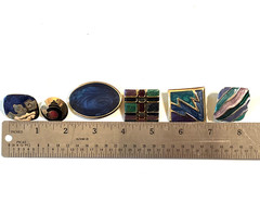 Vintage 1980s 1990s Enamel Earrings Lot Pierced Red Blue Statement Some Signed
