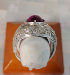 Vintage Asian Sterling Silver Genuine Gemstone Dragon Ring-Size 7.75
