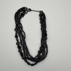 Premier Designs Black Multi Strand Beaded Necklace Statement Layered Faceted