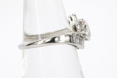 Vintage European Cut & Baguette Cut Natural Diamond Ring in Platinum