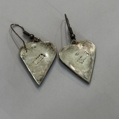 Vintage Alpaca Mexico Earrings Cosmic Heart Stars Pink Jewelry