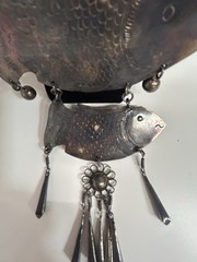 1970’s Hmong ceremonial torque Necklace with Fish Dangle Pendant