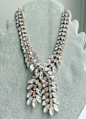 Vintage Weiss Rhinestone Necklace Statement Bib Wedding Runway Signed