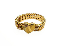 Vintage American Queen Pitman Keeler Sweetheart Bracelet Heart Gold Filled 1940s