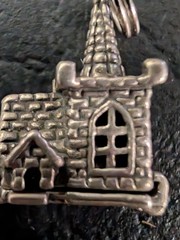 Vintage 3D Church Bride Groom Inside Charm it opens Wedding Sterling Mechanical