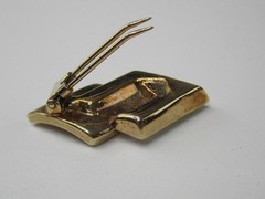 Vintage Crown Trifari Fur Clip Brooch Rhinestones Gold Tone Art Deco 1930s-40s