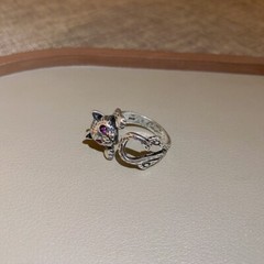 Vintage Style 925 Sterling Silver Kitty Ring Unique Cat Ring