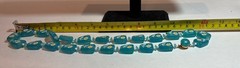 Mid-century Beaded Necklace Inset Daisy Flower Aqua Blue Beads Vintage Hong Kong