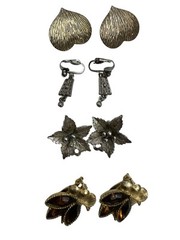 Vintage Costume Jewelry Clip On Earrings Trifari Japan Hong Kong Lot of 14