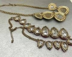 2 Vintage Statement Necklaces 1 Mika Green Faceted Plastic Stones & 1 Red Glass