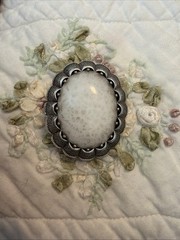 ANTIQUE PRE WWII Stone Silver TONE 2” BROOCH MARKED GERMANY Rare Find