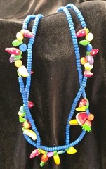 VINTAGE 80s PETITE SOPHITICATE FRUIT CHARM MULTIPLE STRAND COLORFUL 28″ NECKLACE