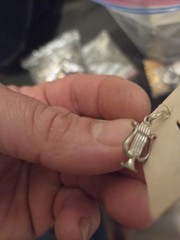 Sterling Silver Lyre Harp Dangle Charm, Music Theme,Lot Of 2 New With Packaging