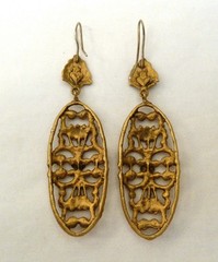 3 1/8″ LONG VSA || VIRGINS SAINTS & ANGELS SACRED HEART FLOWER FILIGREE EARRINGS