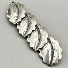 TEKA Theodor Klotz Germany Leaves Brooch Continental Silver 800 Art Deco Bar Pin