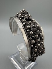 Vintage Antique Signed 980 Silver Wide 45mm Cuff Bracelet 6.5” Handmade