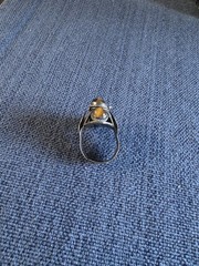 Vintage Taxco Mexico Poison Pill Tiger’s Eye Leaf Sterling Silver Ring