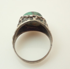 Vintage Chrysocolla Brutalist Modernist Sterling Silver Band Ring Sz 9.75