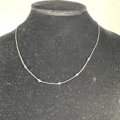 Liquid Silver Amethyst Bead Choker Necklace 17 inches Southwest Style