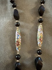 Vintage Onyx and Cloisonné Beaded Necklace
