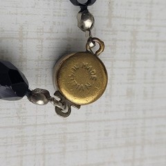 Austria Signed Vintage Black Faceted Glass Necklace 58” Long Opera Length