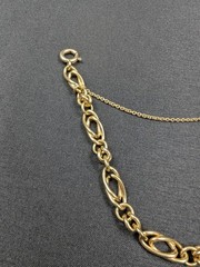 Vintage 14K Yellow Gold Double Marquise Link Bracelet 7.25” 7.6g Safety Chain